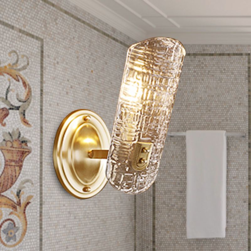 Simple Shield Wall Sconce Light Prism Crystal 1/2 Lights Corridor Wall Mount Light in Brass