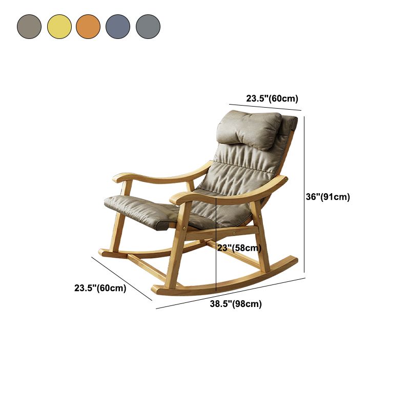 Creative Indoor Rocking Chair Faux Leather Rocker Chair with Wooden Legs