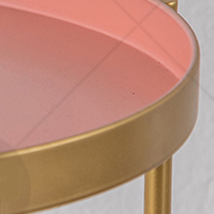 Mid-Century Round Tray Top Side Table Metal 4 Legs End Table with Shelf