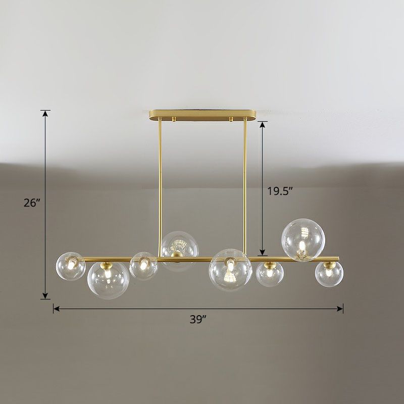 Clear Glass Bubbles Island Lamp Contemporary Hanging Ceiling Light for Dining Room