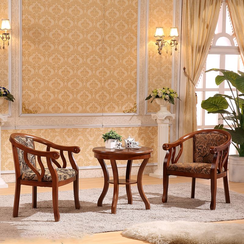 Indoor Solid Wood Frame Dining Arm Chair Upholstered Arm Chair