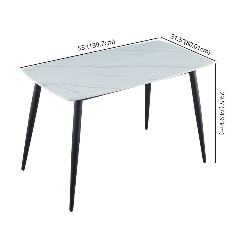 Minimalist Style Table Set with Sintered Stone Dining Table and Padded Chairs