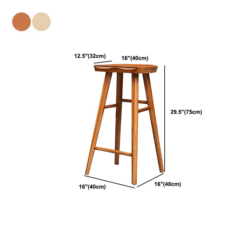 Solid Wood Indoor Counter Chair Saddle Seat Backless Counter Bar Stool