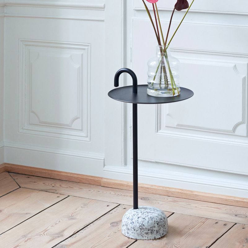 Mid-Century Metal Round Top Side Table 27" Tall Pedestal End Table