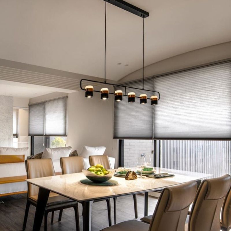 Modern Metal Track Lamps Multi-Head Restaurant Island Light Fixtures with Cylinder Shade