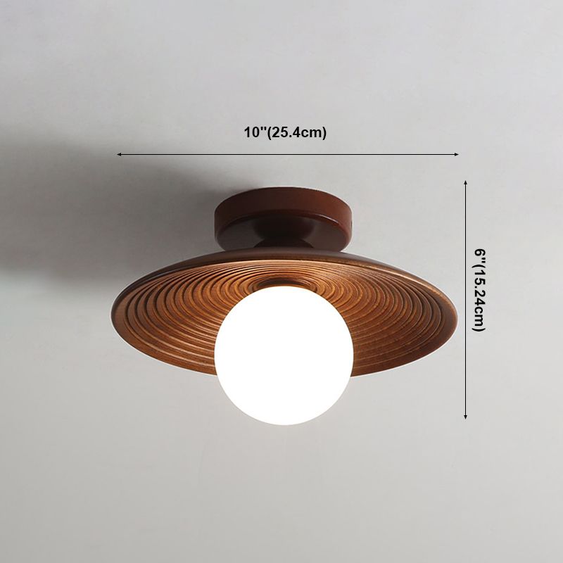 Geometry Shape Ceiling Lamp Modern Simple Style Wood 1 Light Flush Mount for Corridor Aisle