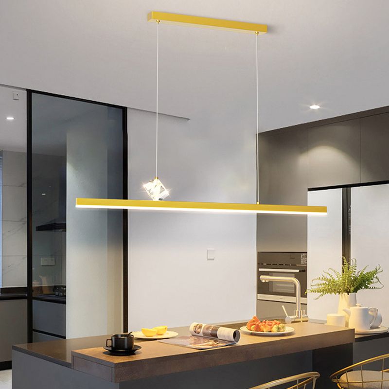 Gold LED Island Light Crystal Island Hanging Light with Acrylic Shade for Living Room