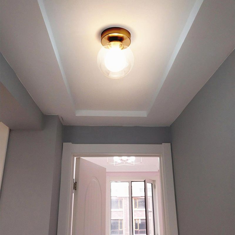 Plafonnier encastré pour allée, plafonnier de style moderne avec abat-jour rond en verre