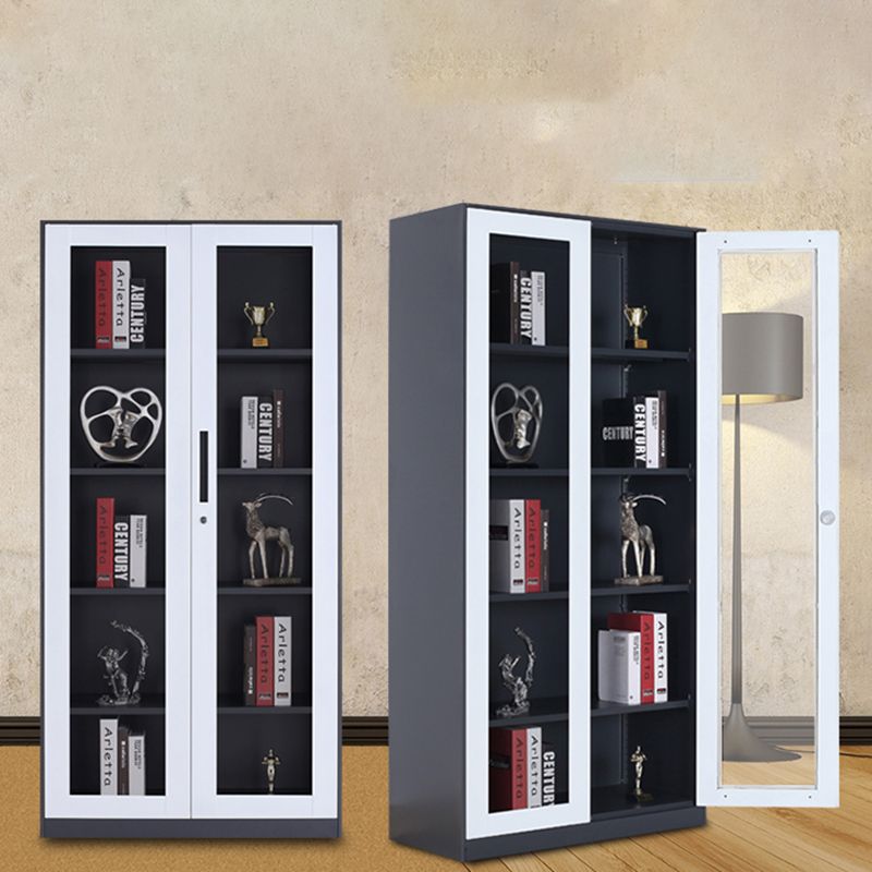 Modern Stainless Steel Bookcase Standard With Doors Shelf for Home Office