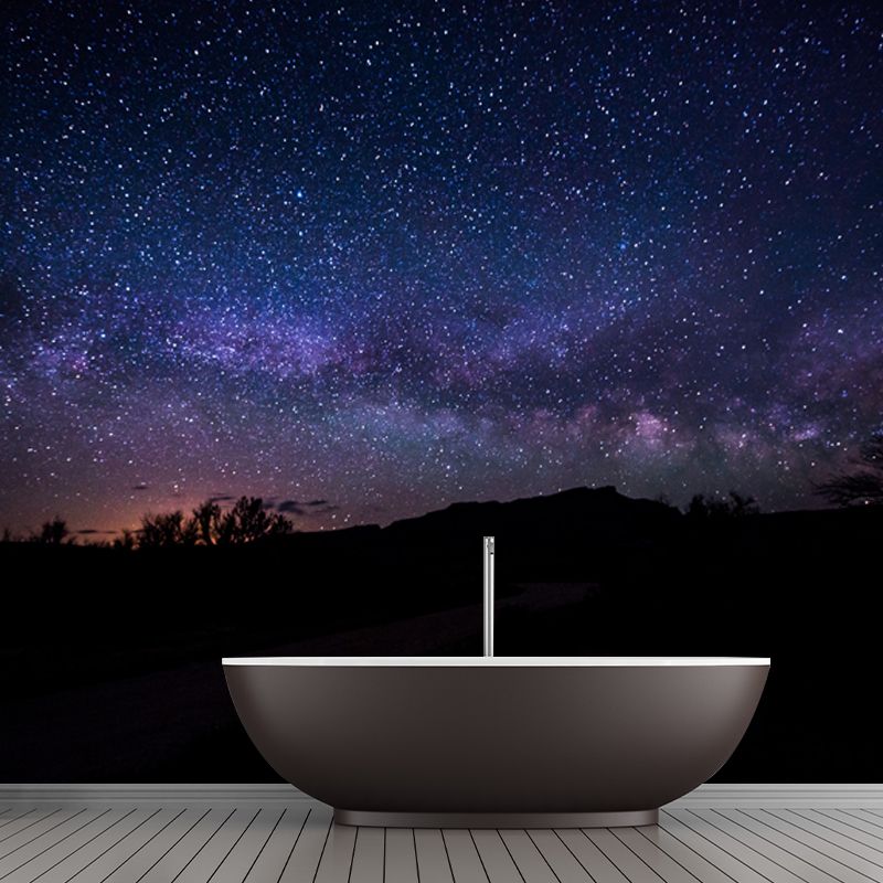 Stunning Galaxy Sky Wallpaper Mural for Bedroom, Blue-Purple, Personalized Print