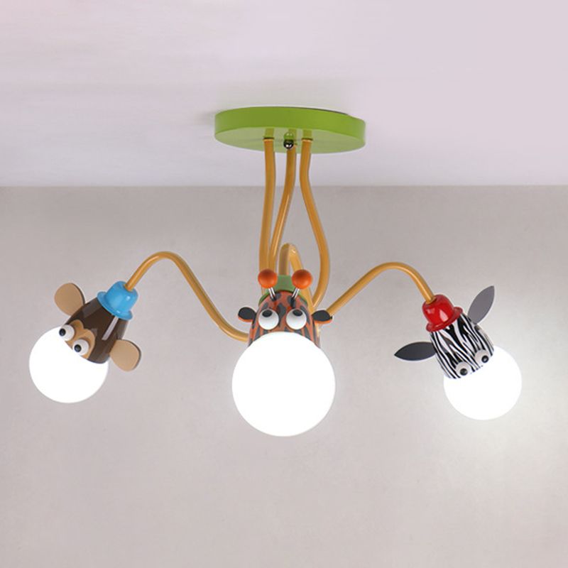 Creative Metal Semi Flush Mount luminaire Cartoon Animal Animal Flush Mount Spotlight for Kids Bedroom