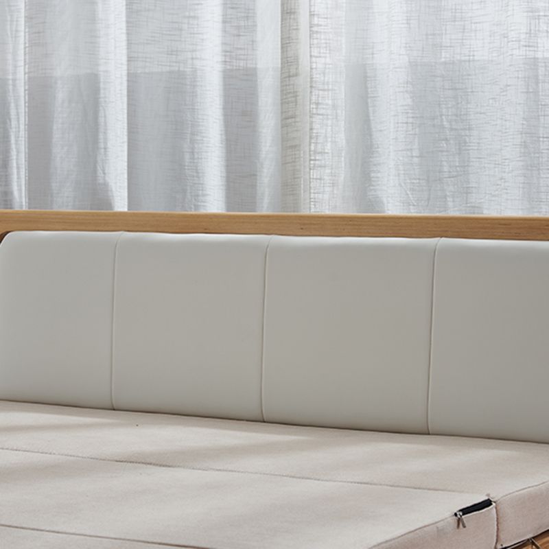 Scandinavian Solid Wood Sleeper Sofa in Beige Removable Cushions