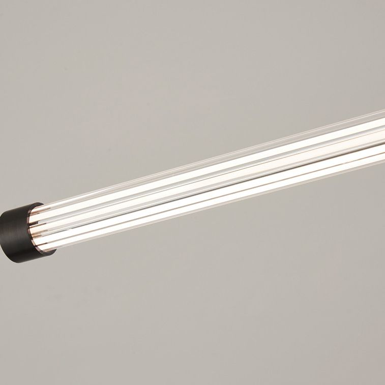 Linear LED Hanging Lamp Minimalism Island Light Fixture with Acrylic Shade for Dining Room
