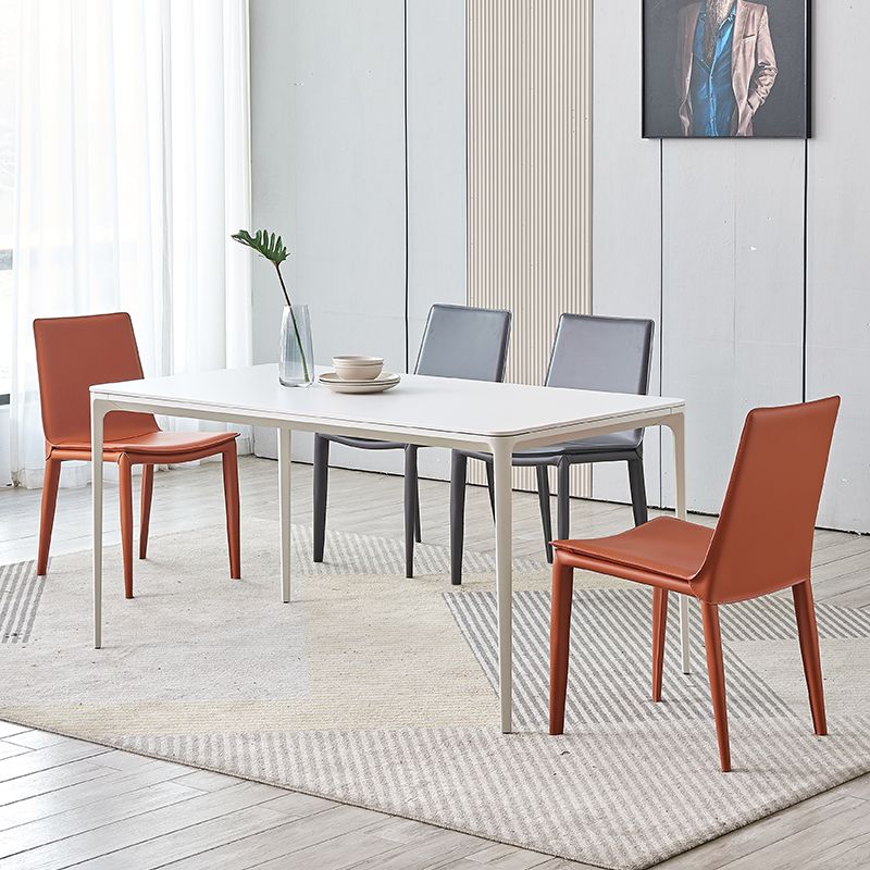 Metal Modern Indoor Side Chair Solid Back Dining Chair with 4Legs