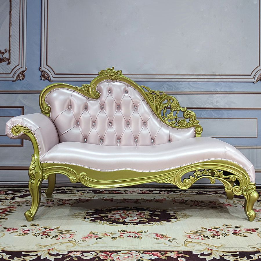 Living Room Rolled Arms Chaise Luxury Style Chaise Lounge with Button Tufted