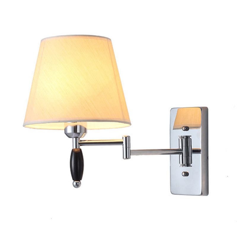 Modern Style Simple Wall Light Natural Burlap Shade Swing Arm Wall Sconce