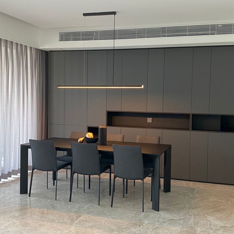 Luci a sospensione contemporanea per l'isola di cucina Linear Lighting Island Lampade in nero