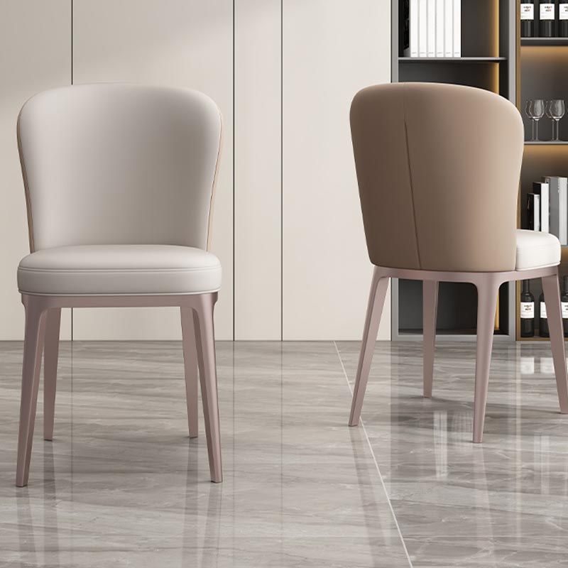 Contemporary Metal Dining Chair Parsons Furniture in Matte Finish for Home