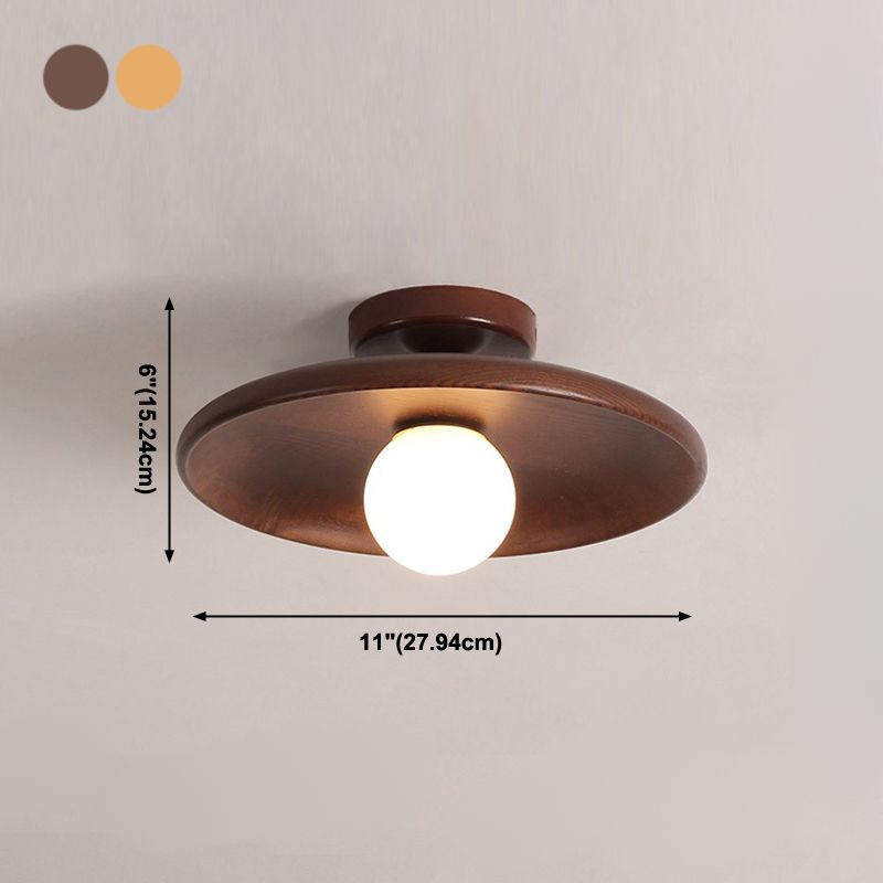 Modern Minimalist Flush Mount Wooden Globe Ceiling Light for Interior Spaces