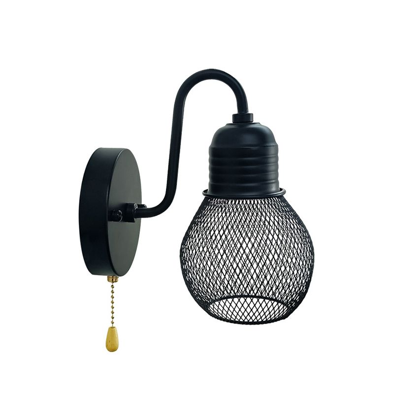 Industrial Wall Sconce Ball Shape Wall Light with Metal Shade for Bedroom