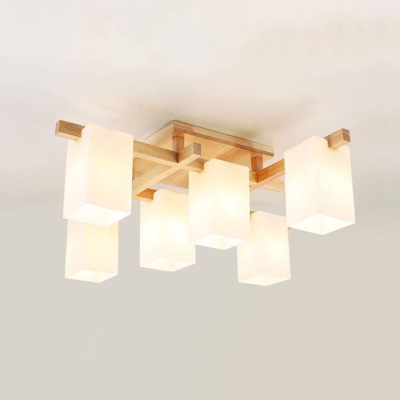 Houten geometrische plafondarmatuur in moderne, beknopte stijl, glazen inbouwmontage voor binnen