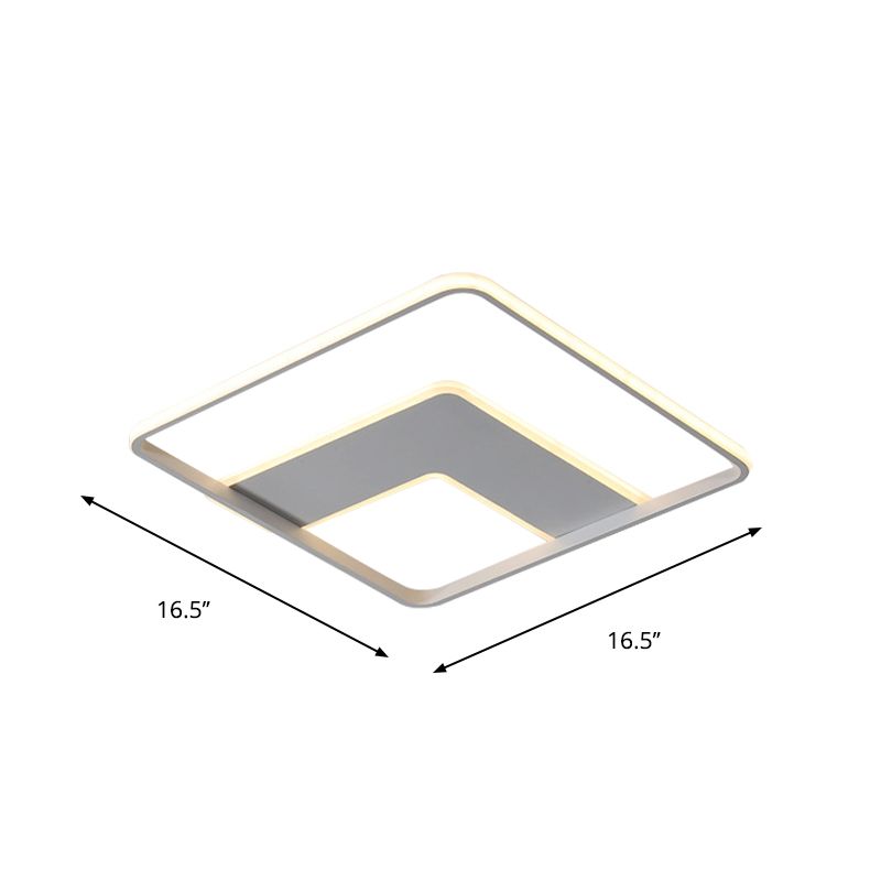 Nordic Square Flush Mount Acrylic LED Bedroom Flushmount Lighting in White, 16.5"/20.5" Width