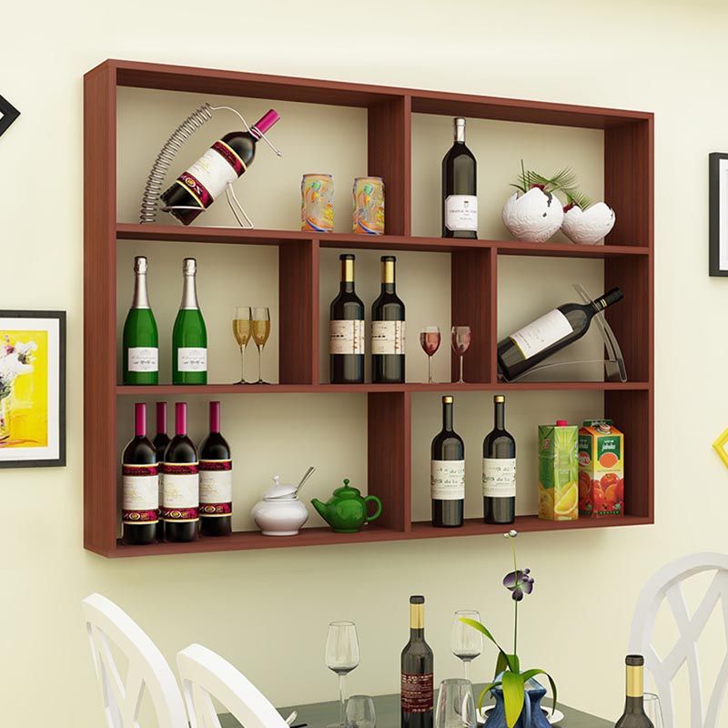 Wood Wall Mounted Wine Rack Modern Wine Rack with Shelf for Kitchen