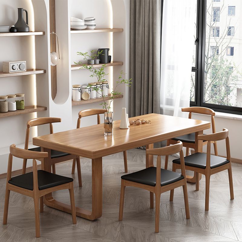 Simplicity Rectangle Dining Table Natural Pine Solid Wood Sled Base Table