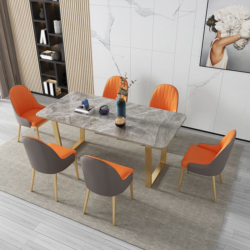 Nordic 1/5/7 Pieces Dining Set Rectangle Stone Dining Table for Cafe Dining Room