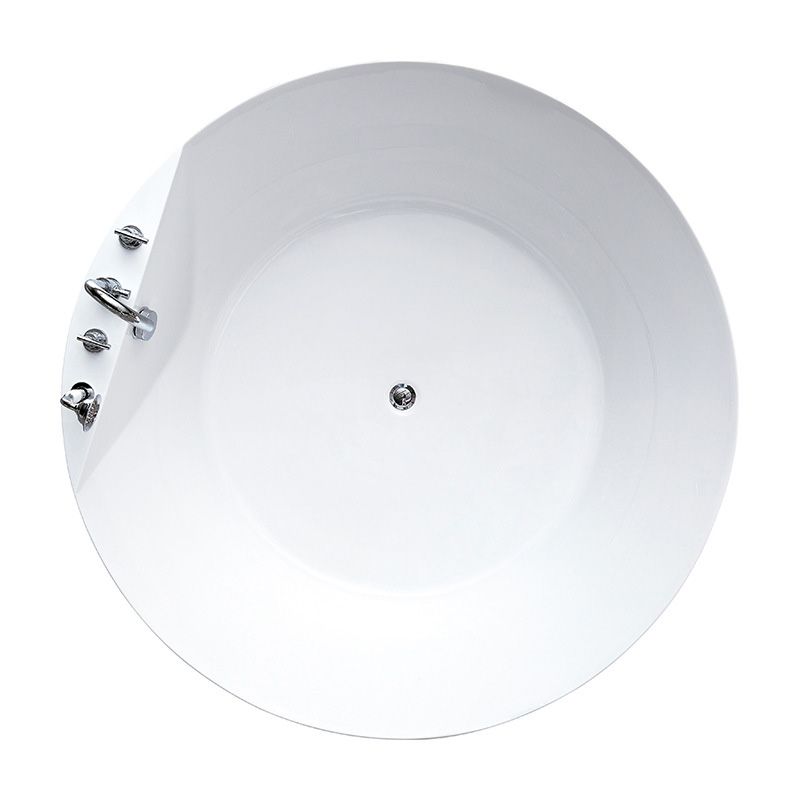Modern Freestanding Round Bathtub Center Drain Bathroom White Tub