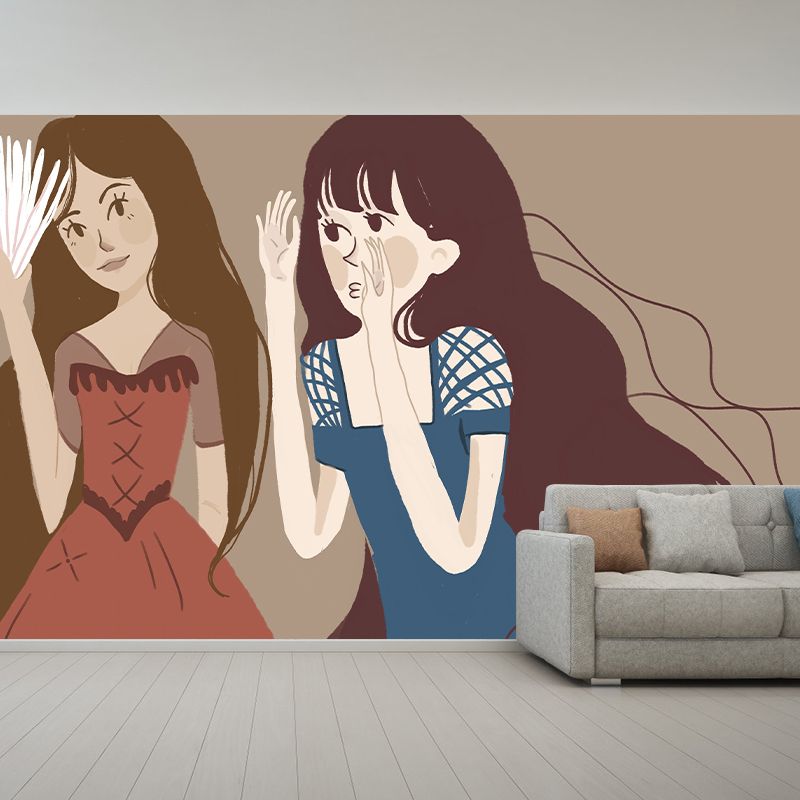 Portraiture Mildew Resistant Wallpaper Illustration Sleeping Room Wall Mural