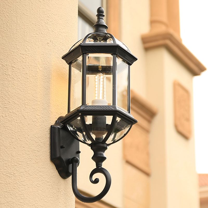 Classic Birdcage Shaped Wall Lamp Single-Bulb Clear Glass Sconce Light Fixture for Garden