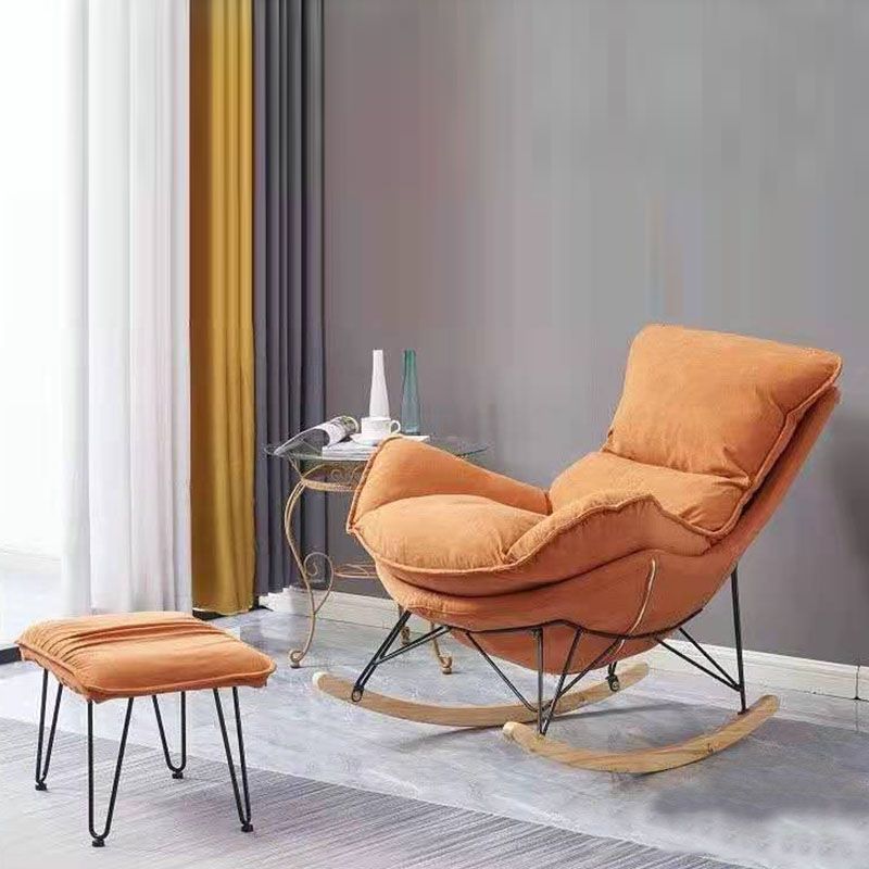 Blue Modern Rocking Chair Upholstered Rocker Chair for Home Decor