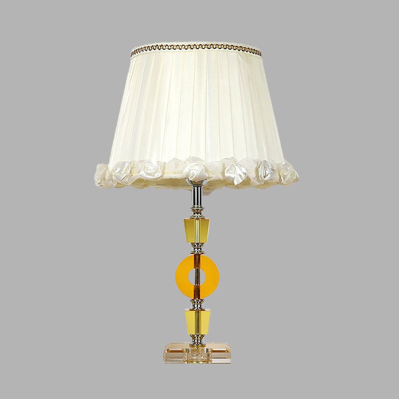 White Round Table Light Traditionalism Crystal Single Light Living Room Night Lamp