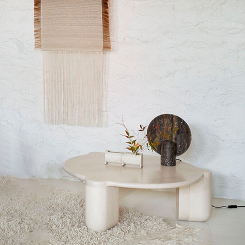 White Goose/black Oak Round Coffee Table with 3 legs Base Cocktail Table