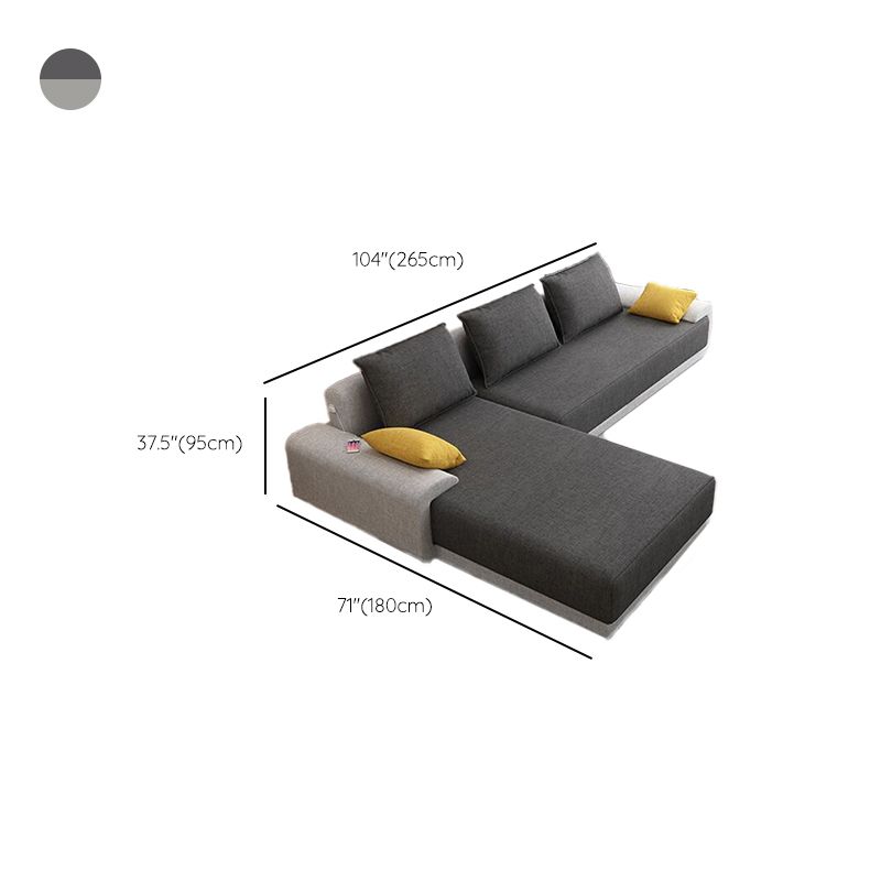 Scandinavian Style Stationary Seating Living Room Recessed Arm Pillows Sofa