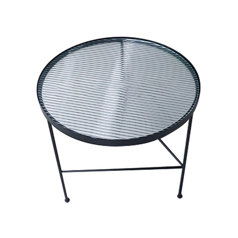 Modern X-Base Coffee Table Round Glass Top Coffee Cocktail Table for Living Room