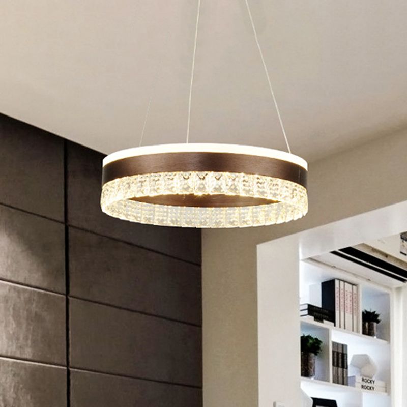 Crystal Pendant Chandelier Contemporain 1/2/3 Lumières LED marron Plafond suspendu Light en blanc / chaud / naturel Light