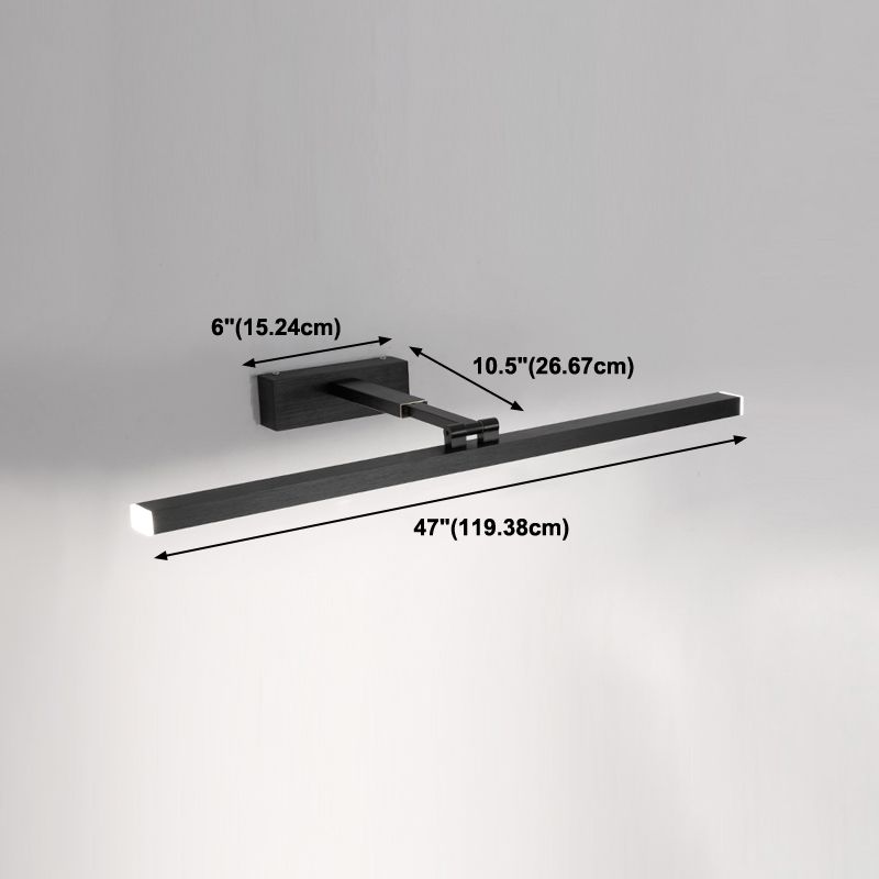 Linear Shade Metal Wall Sconce Modern Style 1-Light Mirror Wall Mount Lighting in Black