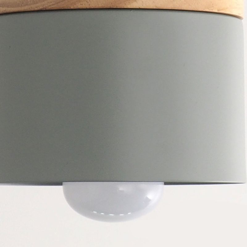 1 Light Cylindrical Hanging Pendant Modern Macaron Style Metal Hanging Lighting