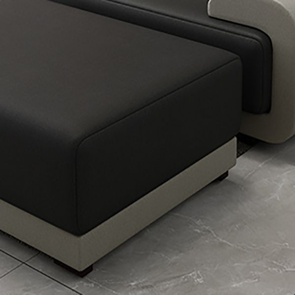 Contemporary Faux Leather Sectional Sofa Pillow Top Arm Cushions Seating for Living Room