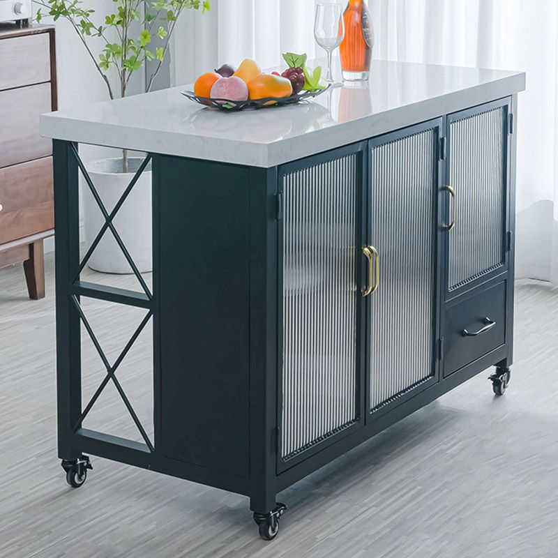 Modern Rectangular Prep Table Rolling Dining Room Kitchen Trolley