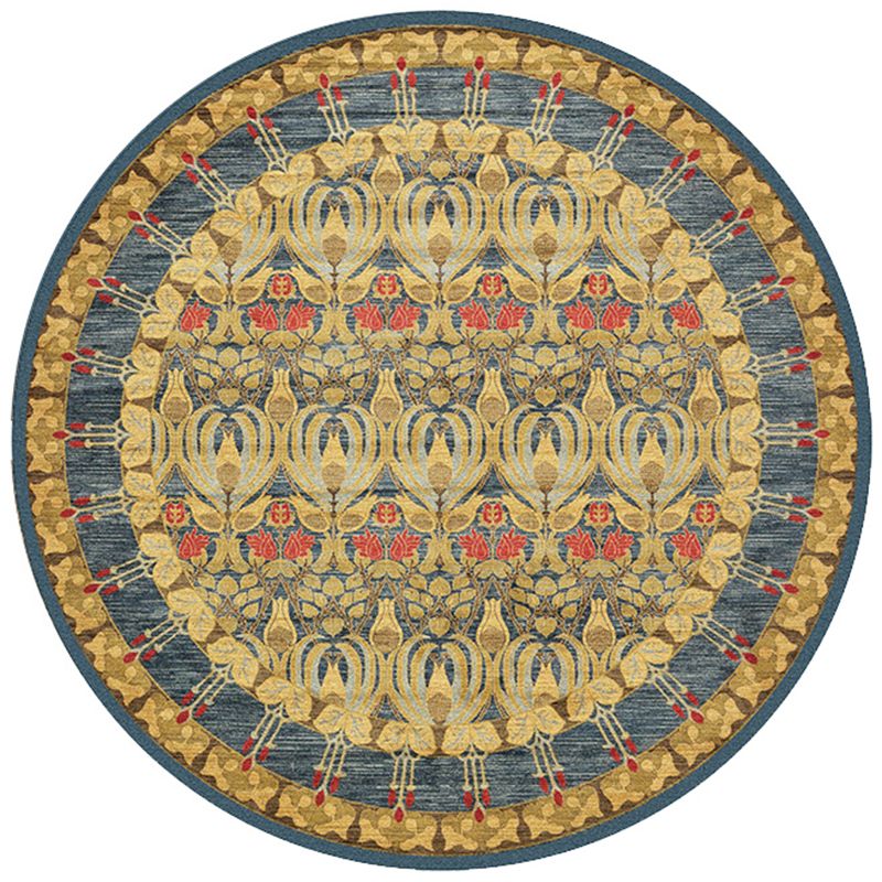 Runde mehrfarbige Nostalgie Teppich -Teppich Polyester Floral Print Indoor Teppich Easy Care Teppich für Wohnkultur