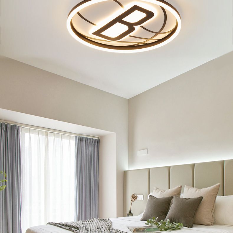 Black and White Basketball Flush Lamp Kids Acrylic LED Ceiling Light for Boys Bedroom