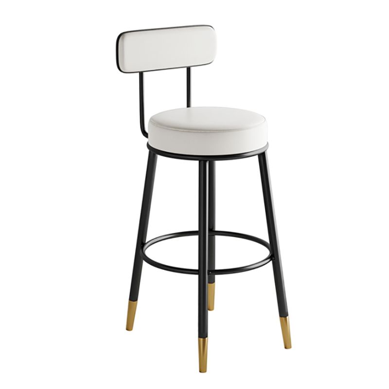 Industrial Leather Iron Counter Stools Low Back Bar Stools with Round Seat