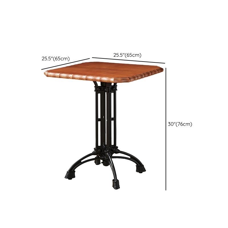 Indoor Iron Pedestal Dining Table Round Solid Wood Dining Table