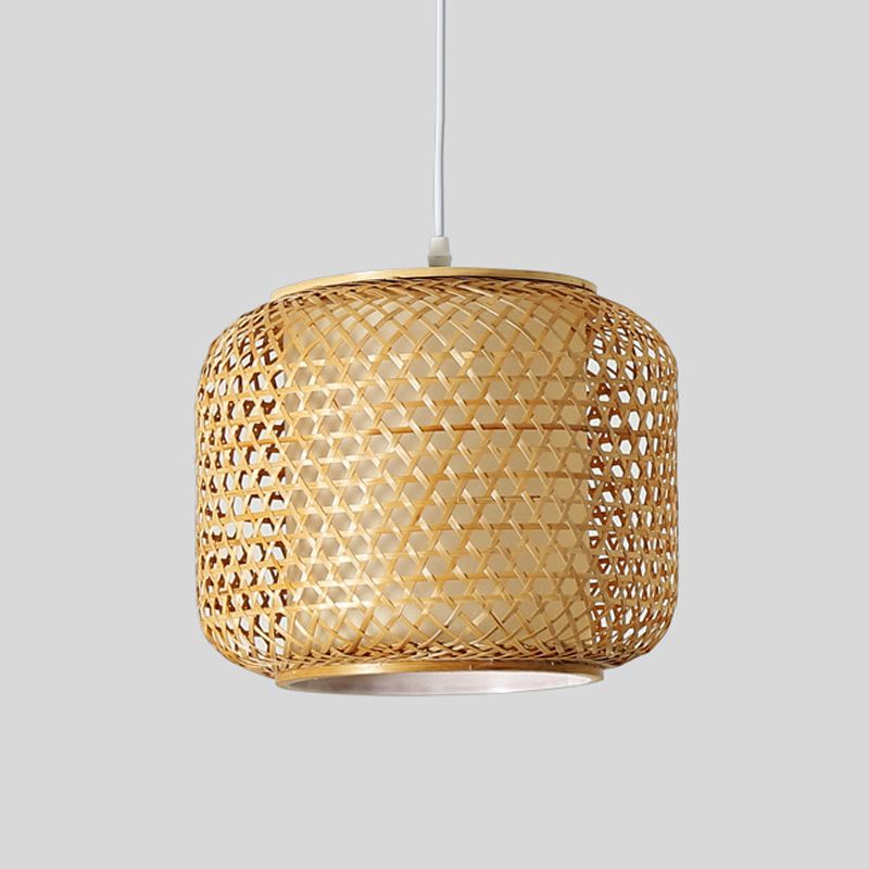 Cubierta de tejido Costa colgante Luz rústica 1 cabeza de caída Luz en madera para restaurante