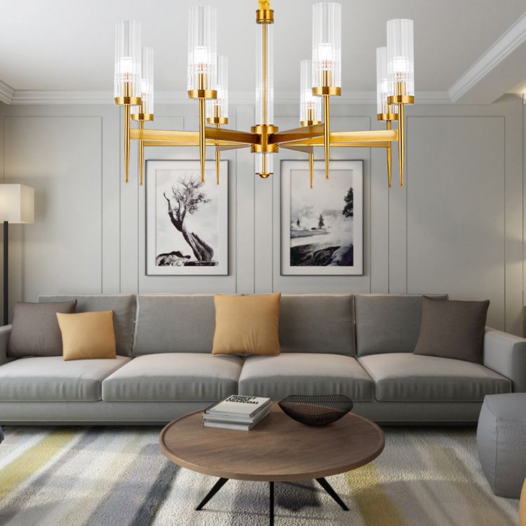 Cilíndrico de metal Candelier Chandelier Contemporáne de lámpara de lámpara de lámpara en oro