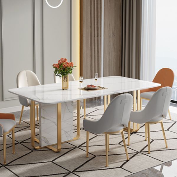 Luxus gesinterte Stein Tisch Rechteck weißer Tisch mit Metallpodest