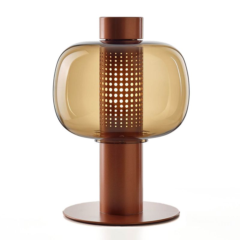 Drum Night Table Lamps Modern Style Glass 1 Light Table Lamp